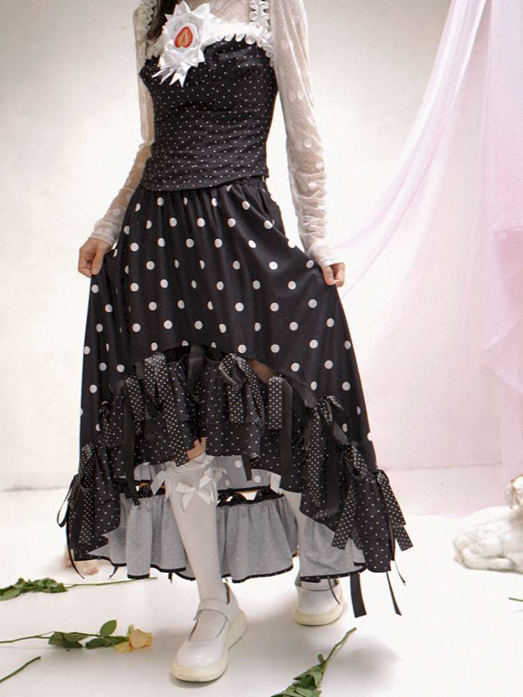 Asymmetric Bow Midi Skirt【s0000014525】