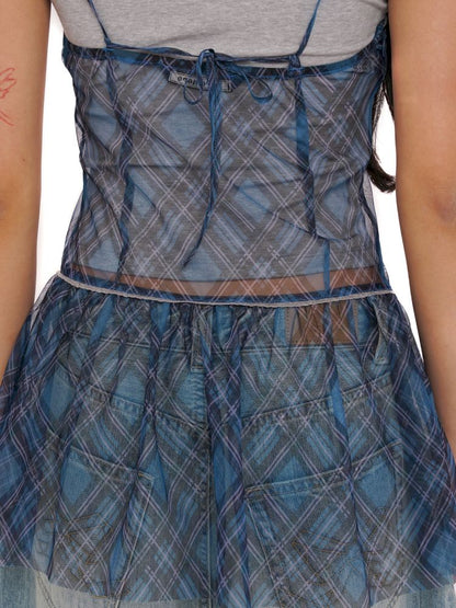 Colorful plaid split bow tie halter dress【s0000013433】