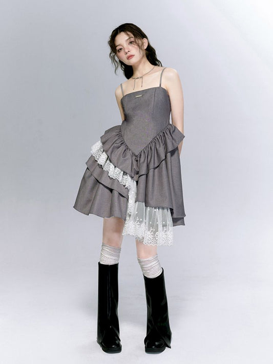 Asymmetrical Plate Button Dress【s0000007793】