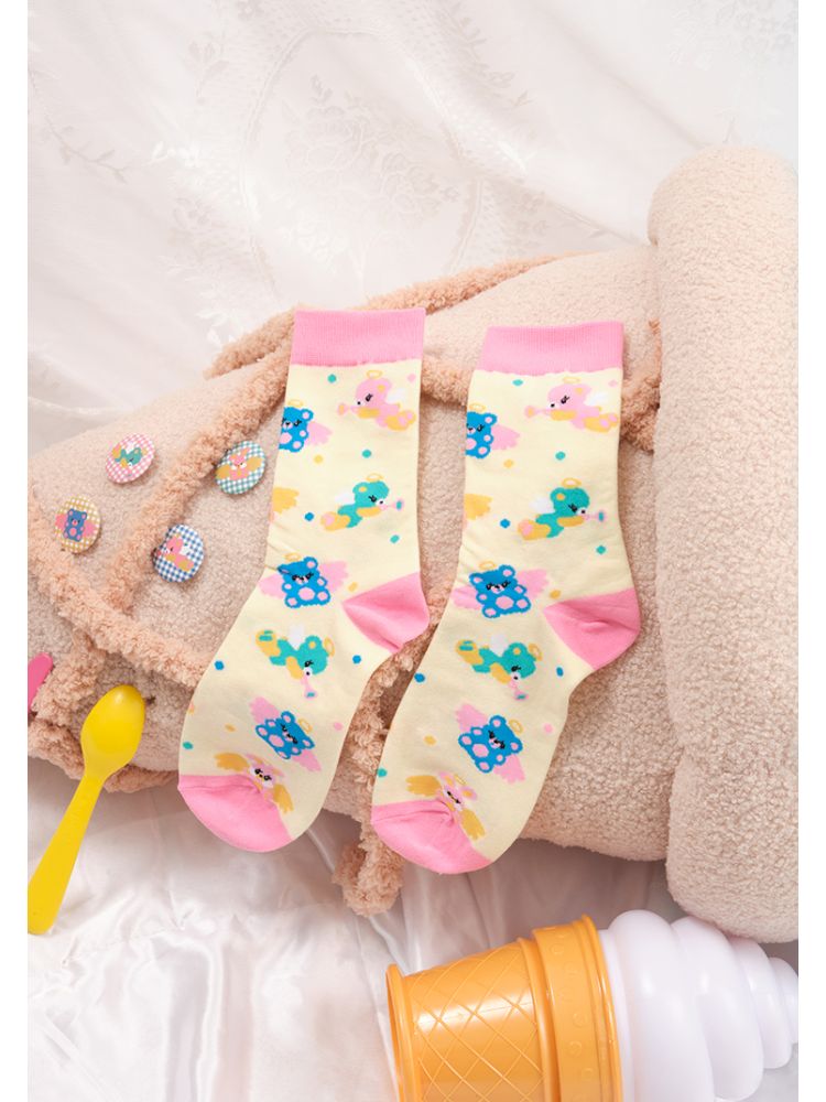 Animal angel knitted mid-calf socks【s0000013194】