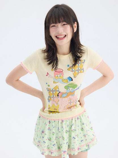Angel Print Fluffy Skirt Pants【s0000017698】