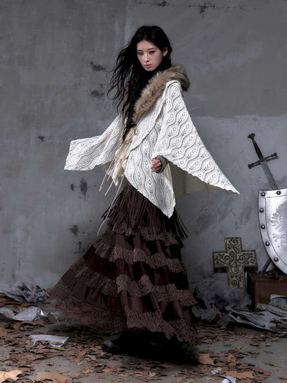 Lace Suede Fringe A-line Skirt【s0000014649】