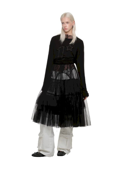 스터드 둥근 목이 긴 소매 티셔츠 [S0000011610]