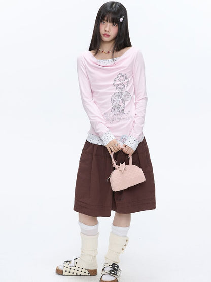 Soft Patchwork Collar Slim Top【s0000016385】