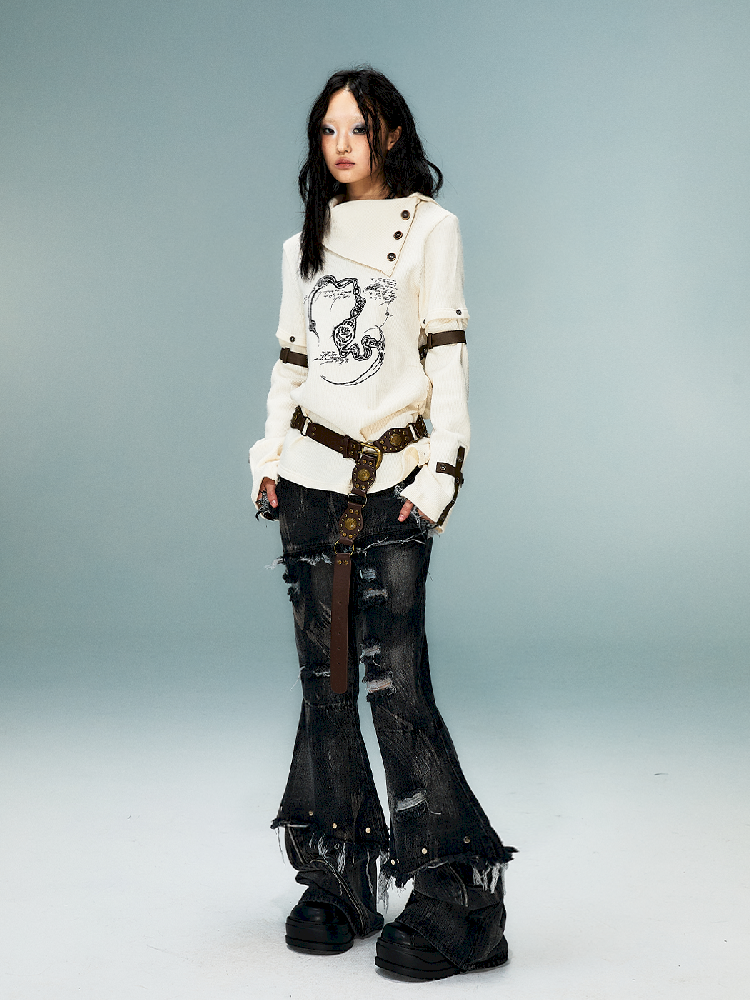 탈착식 긴 슬리브 니트 탑 [S0000011482]