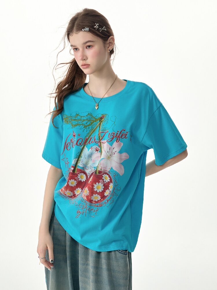 Daisy Cherry Vintage T Shirt【s0000017265】