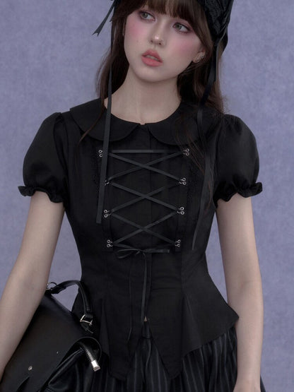 Strappy Puff Sleeve Shirt Top【s0000017272】