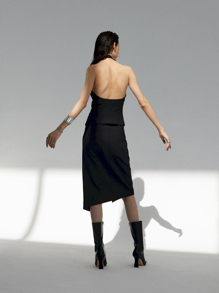 Asymmetric Slit Hem Suit【s0000007346】