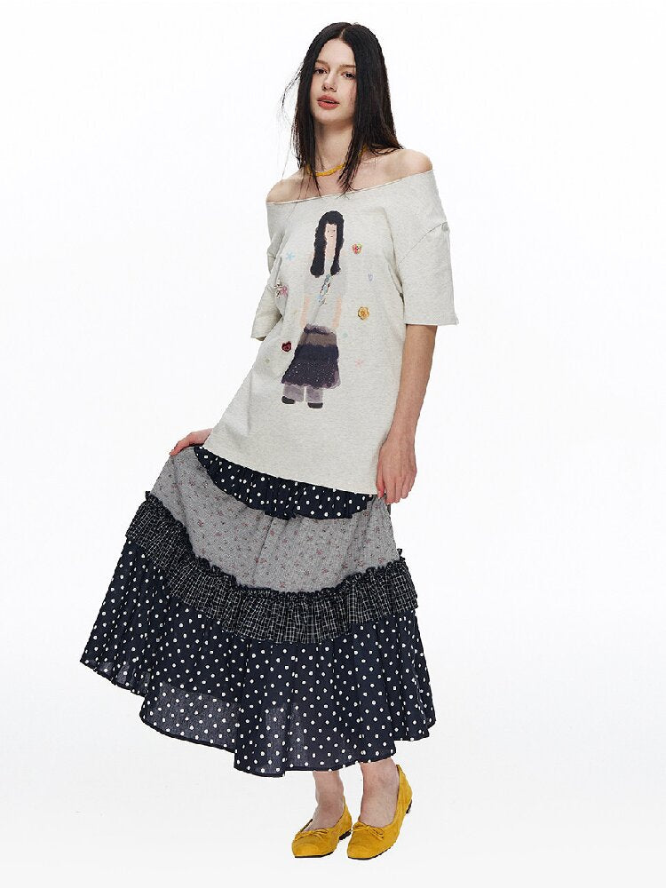 Floral Plaid Polka Dot Cake Skirt【s0000015885】