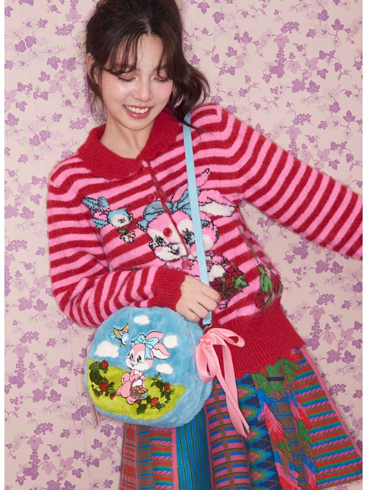 Blue Rabbit Plush Round Cake Bag【s0000015373】