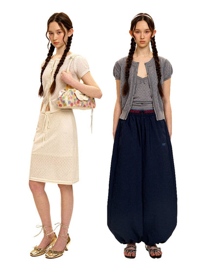 Breathable Lace Knit Top Skirt Set【s0000017442】