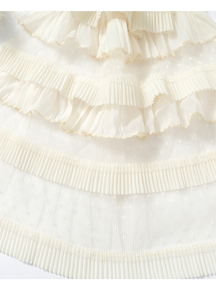 Court Lace Layering Furry Scarf【s0000014932】