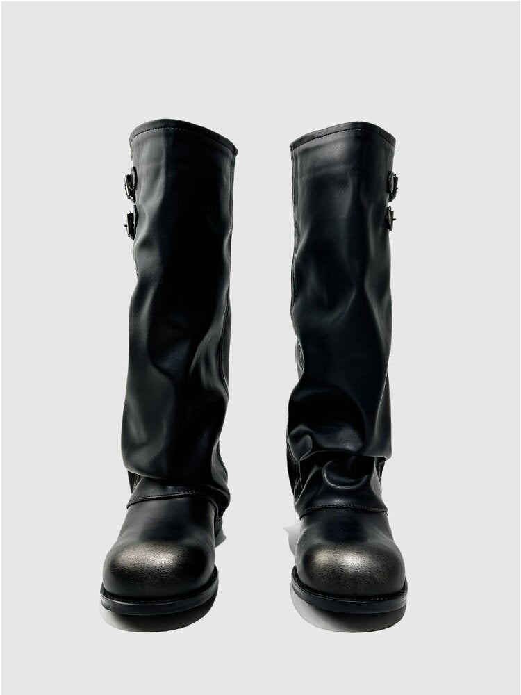 Pleated Belt Buckle Knight Boots【s0000015721】