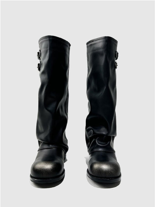 Pleated Belt Buckle Knight Boots【s0000015721】