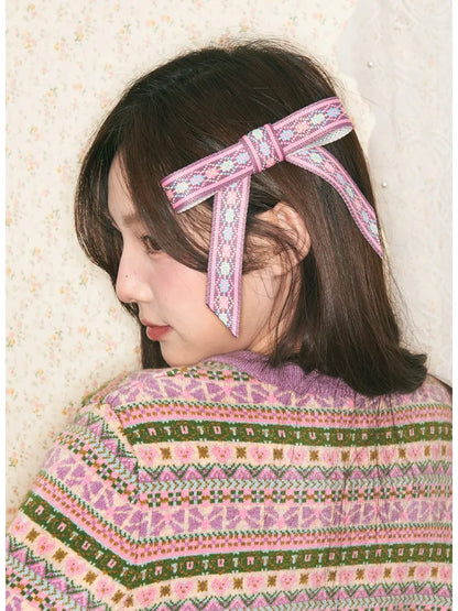 Jacquard Ribbon Hair Clip【s0000014153】