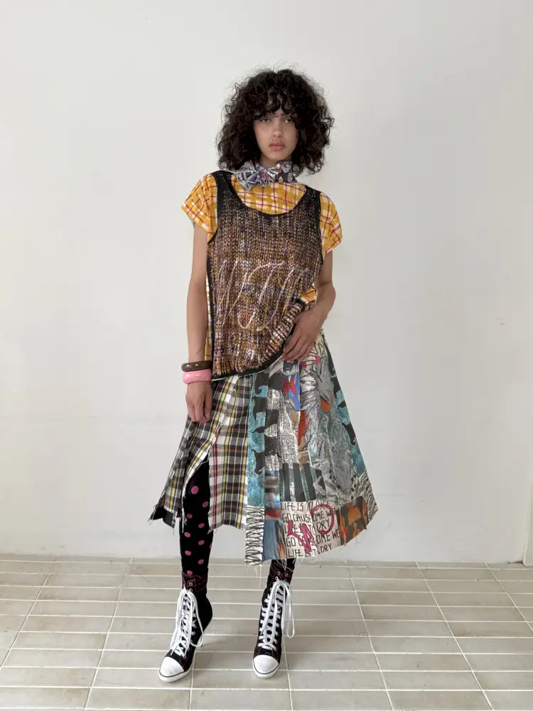 Frayed Waist Belt One-Piece Plaid Skirt【s0000014201】