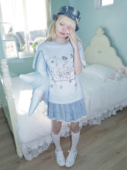 Angel Cat Short Sleeve T-Shirt【s0000012200】