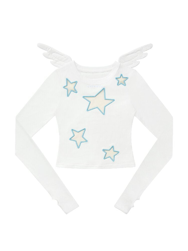 Mesh Embroidery Angel Wings Top【s0000019129】