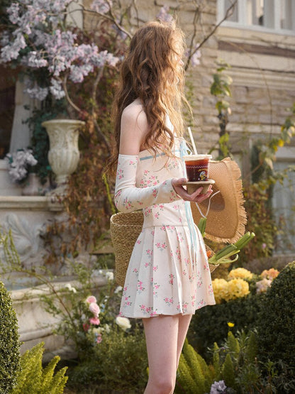 Blue Velvet Flower Ribbon Dress【s0000015619】