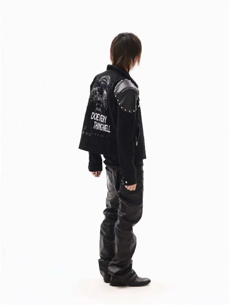 Leather Armor Rivet Canvas Jacket【s0000018352】