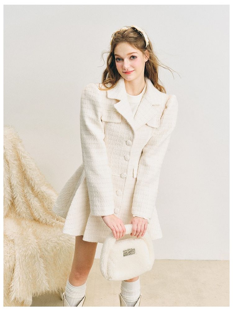 Pleated Waisted Tweed Jacket【s0000005281】