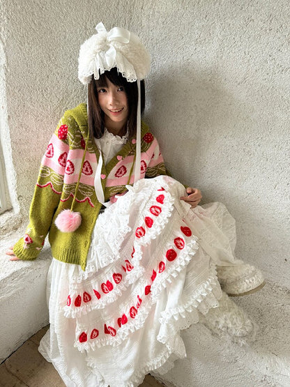 Strawberry Matcha Fair Isle Cardigan【s0000018535】