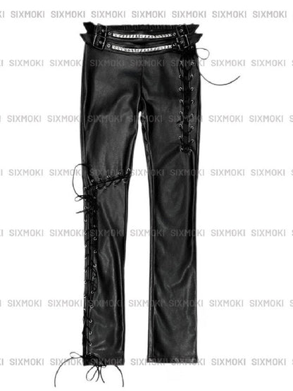 Metal Rivet High-Stretch Leather Pants【s0000019100】