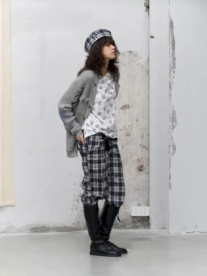 Graffiti-Print Knit Cardigan Sweater【s0000014202】