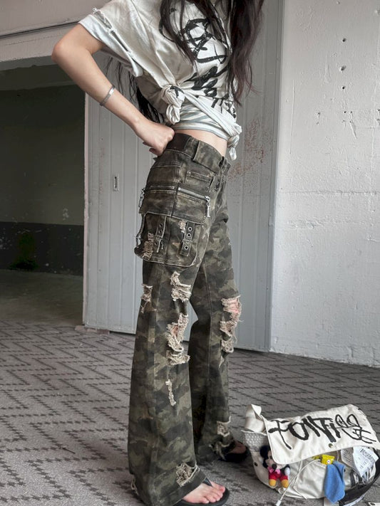 Camouflage Low Waisted Work Pants【s0000008504】