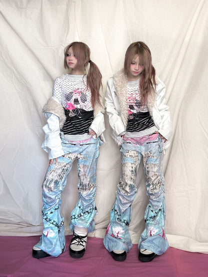 Graffiti Pleated Hottie Low Rise Pants【s0000011946】