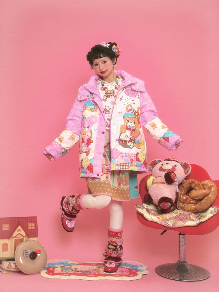 곰 핑크 따뜻한 후드 재킷 [S0000011331]