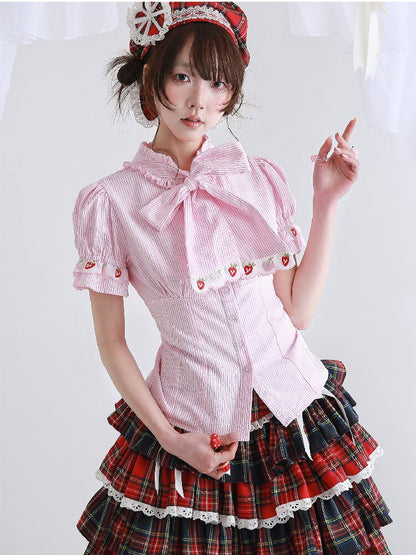 Pink Striped Lolita Inner Shirt【s0000016556】