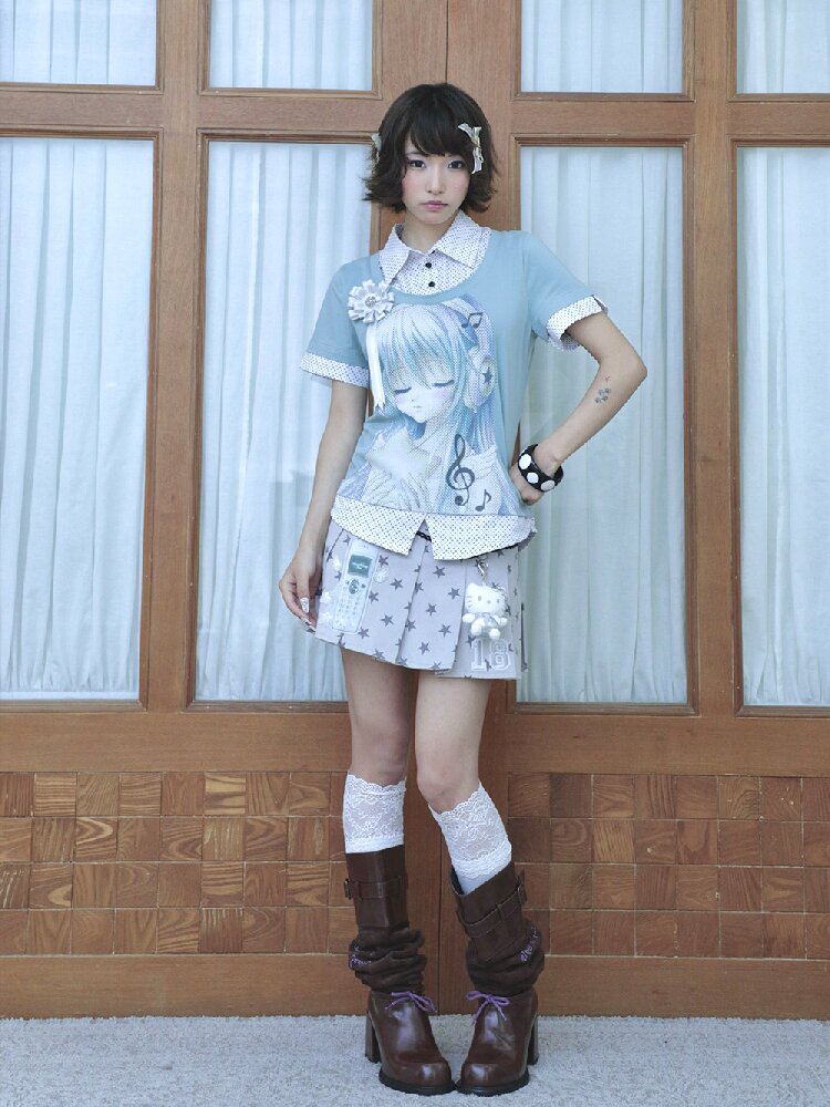 Comic Girl Fake Polka Dot Shirt【s0000016550】