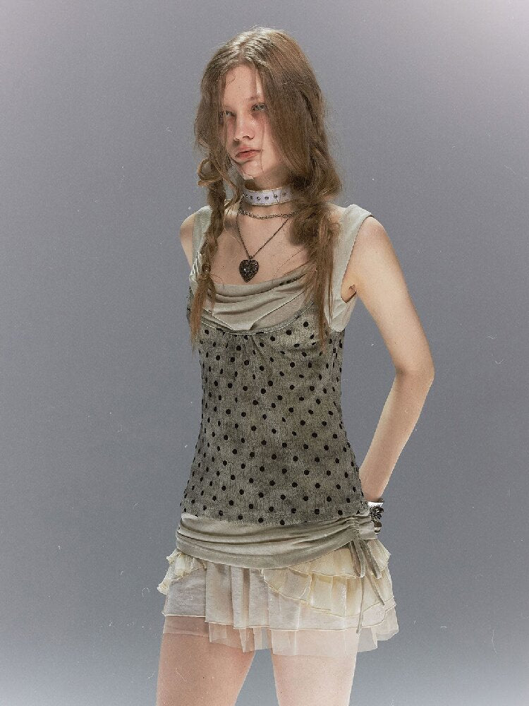 Vintage Flocked Mesh Tank Top【s0000017493】