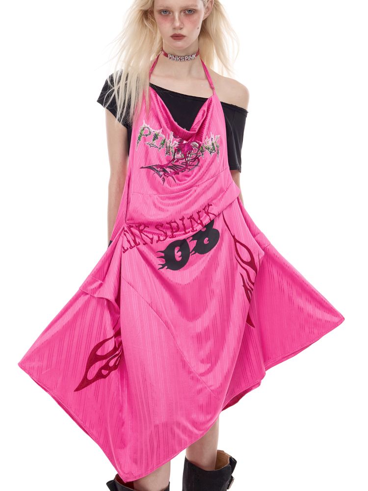A-line Y2K sports halter dress【s0000012974】