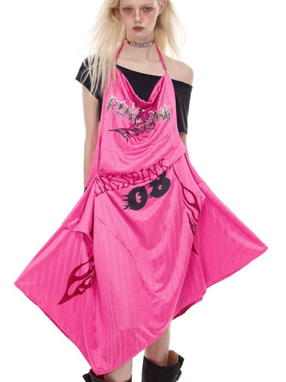 A-line Y2K sports halter dress【s0000012974】
