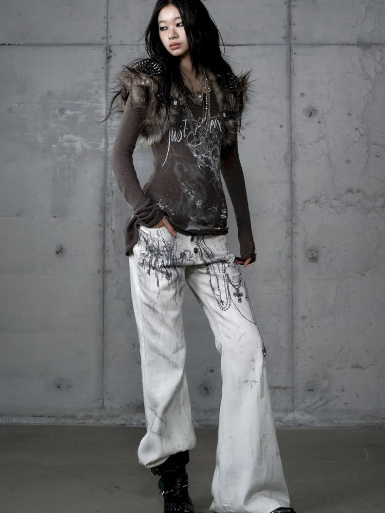 Punk Studded Fuzzy Mini Jacket【s0000014113】