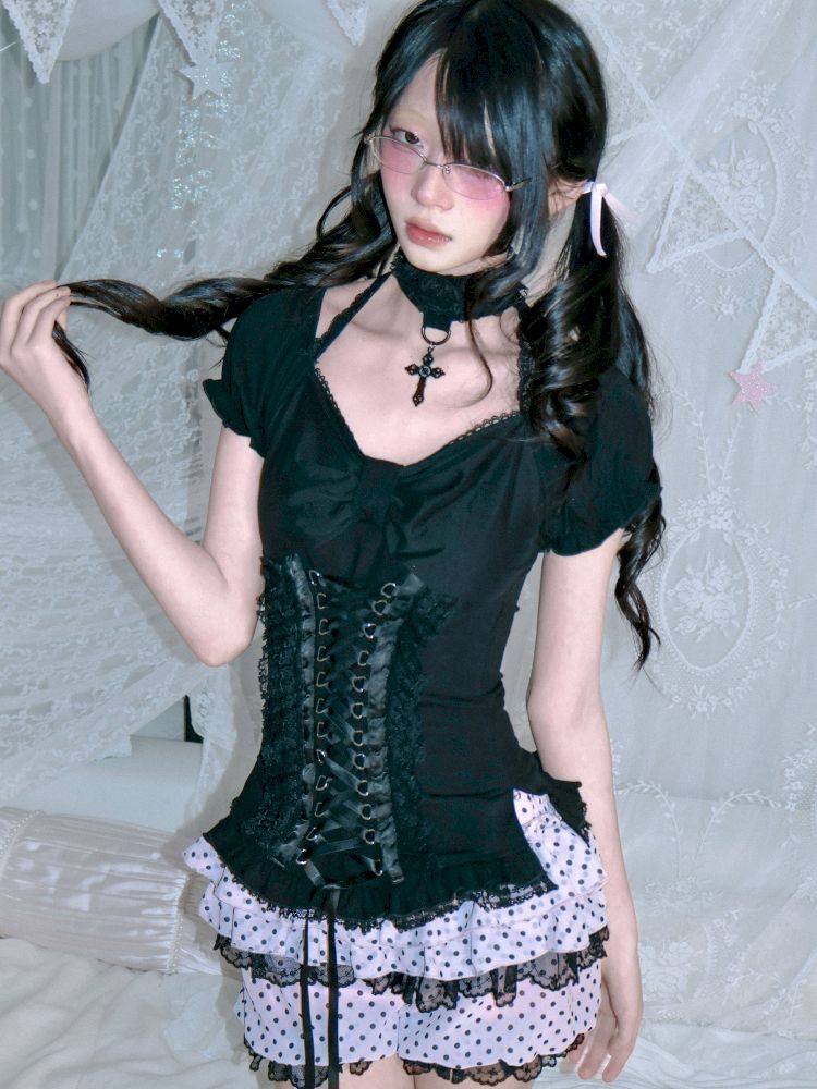 Tie-back tank top/short-sleeved shirt【s0000012692】