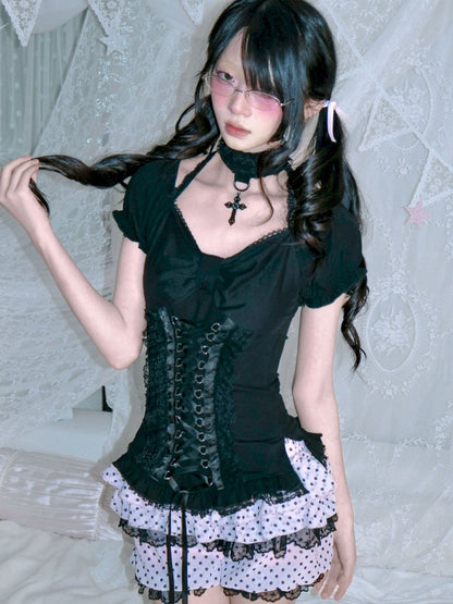 Tie-back tank top/short-sleeved shirt【s0000012692】