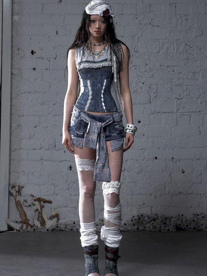 Ssleeveless fitted knit short vest【s0000012791】