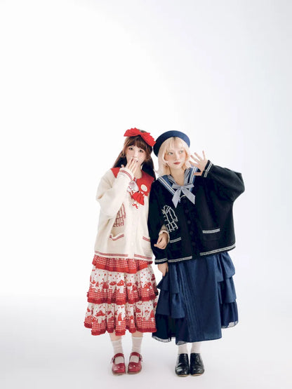 Contrasting Navy Collar Knit Cardigan【s0000014155】