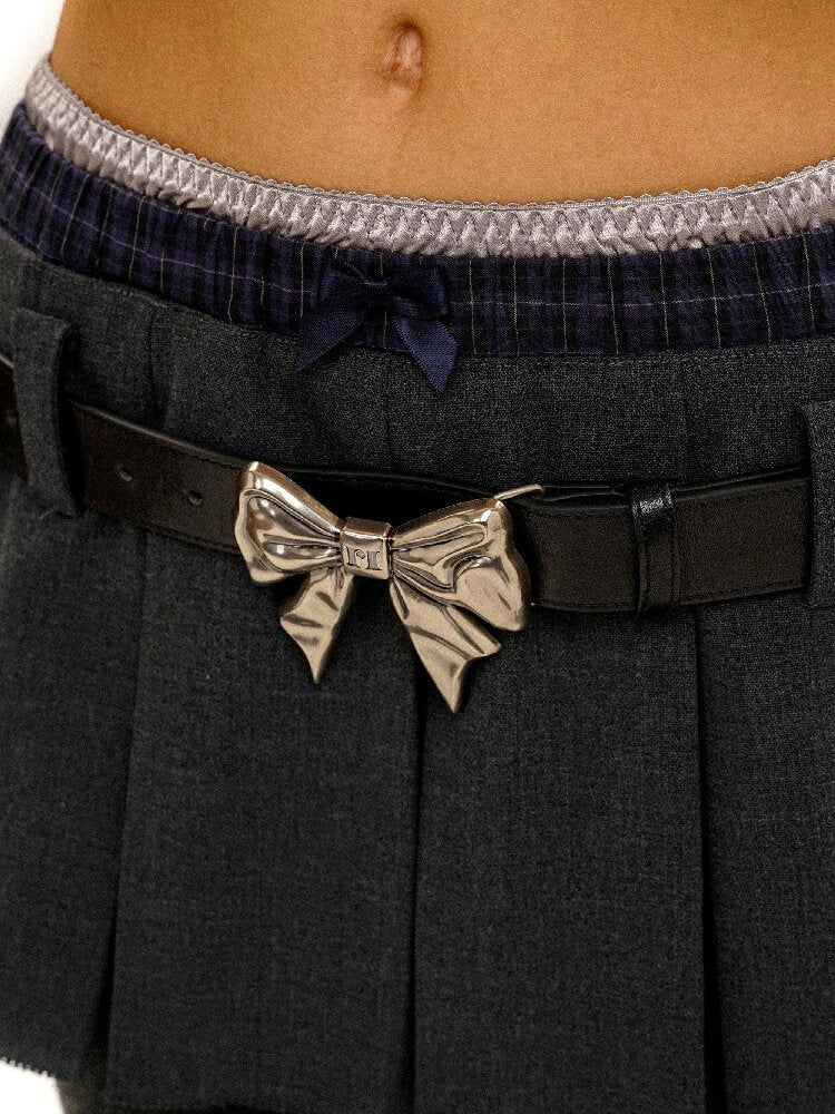 Linen Satin Panel Plaid Skirt【s0000016070】
