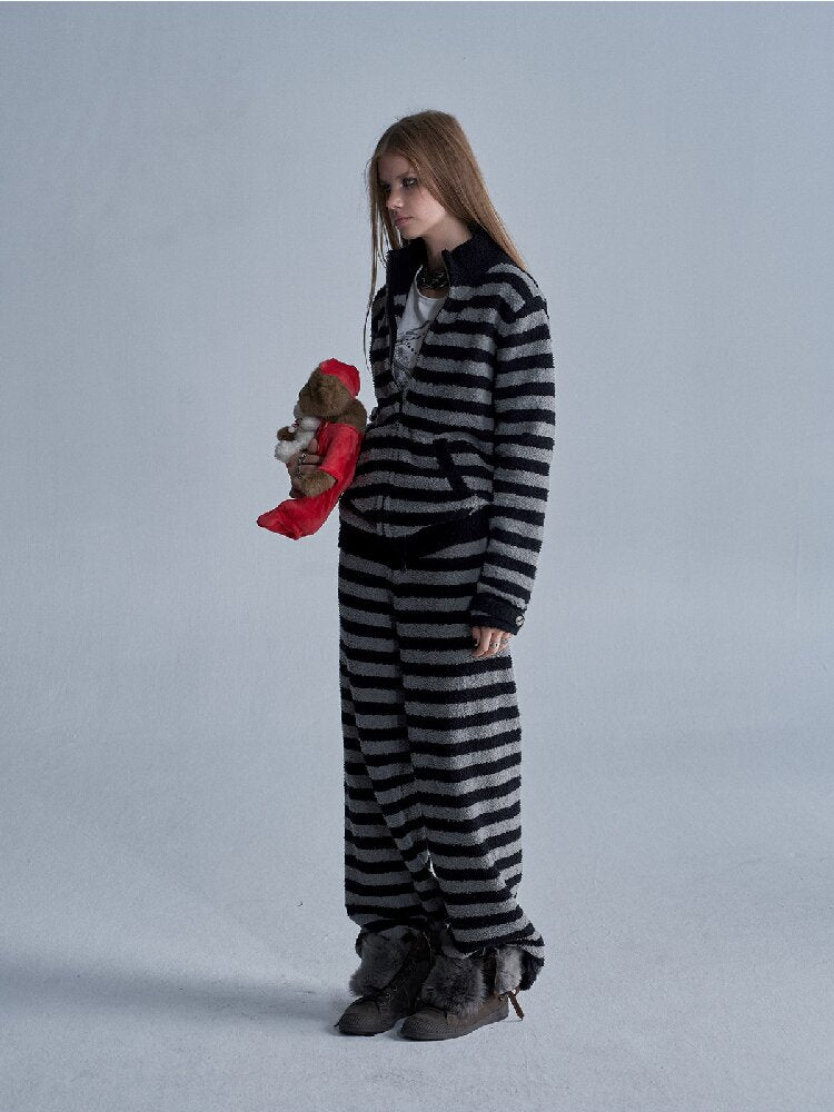 Striped Fleece Pajama Set【s0000019088】