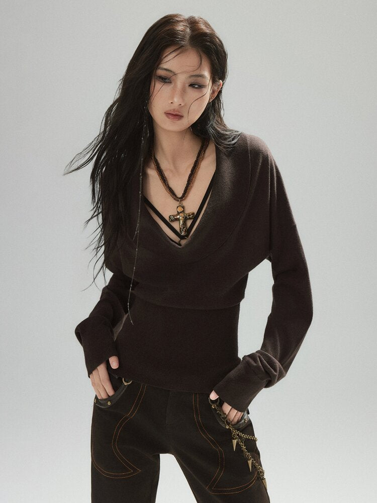 Coffee Swing Collar Woolen Top【s0000015605】