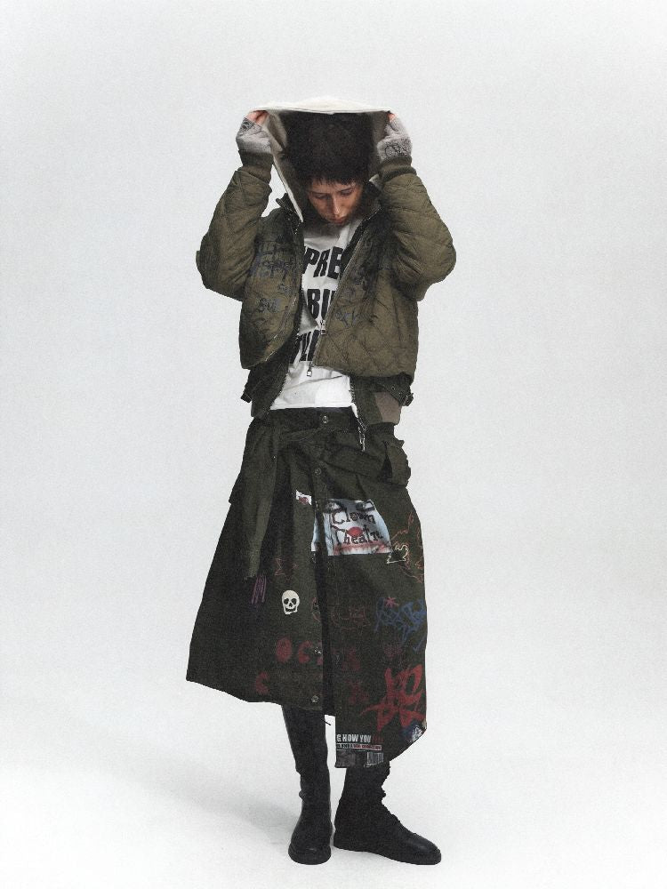 Airbrushed Denim Punk Halter Skirt【s0000011630】