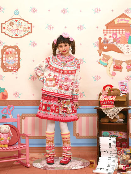 Red Fair Island Bear Lace Skirt【s0000015571】