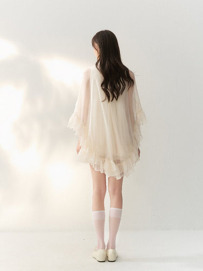 Glossy Tulle Vintage Cape Dress【s0000016874】