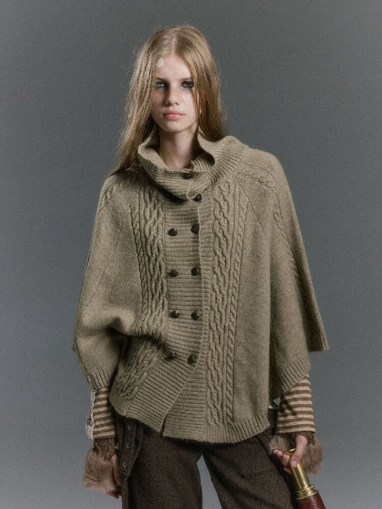 Detachable Fur Collar Twisted Cape Jacket【s0000019245】