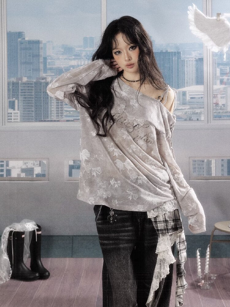 Slanted Collar Bow Sunscreen Top【s0000016526】