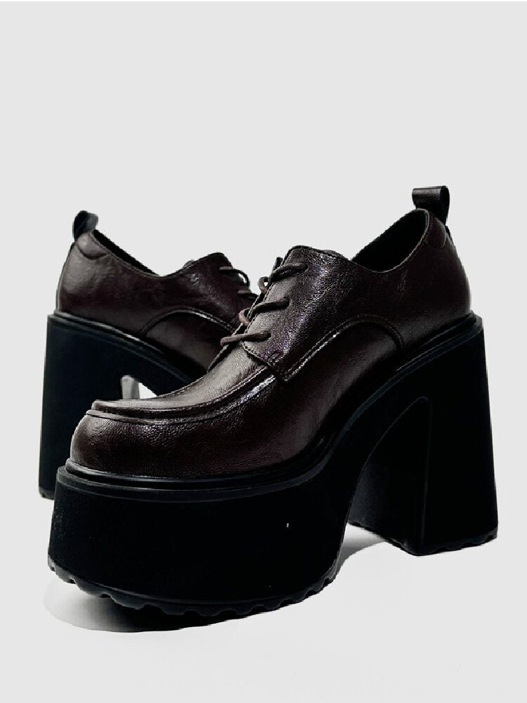 Y2K Thick Soled Punk Leather Shoes【s0000015717】